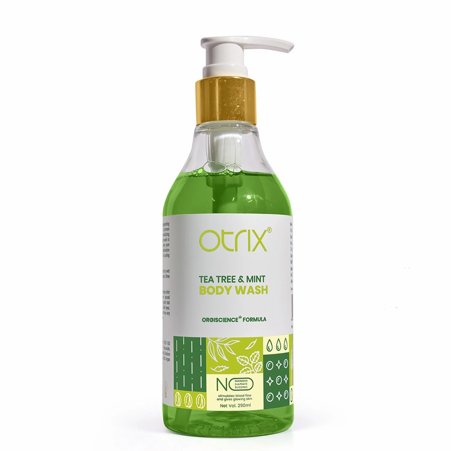 Otri.x Tea Tree & Mint Body Wash | Tea Tree, Mint   Ferulic Acid | – Refreshing, Deep Cleansing & Hydrating – Antibacterial, Odor Control Formula – Sulfate & Paraben-Free – 290ml