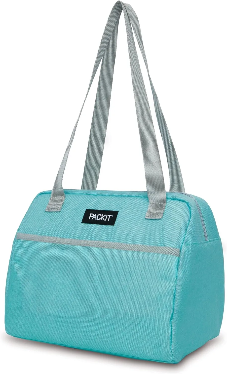 PackIt Freezable Hampton Lunch Bag, Soft Mint, Built with EcoFreeze Technology, Collapsible, Reusable, Zip Closure with Front Pocket and Shoulder Straps, Perfect for Tweens and Adults
