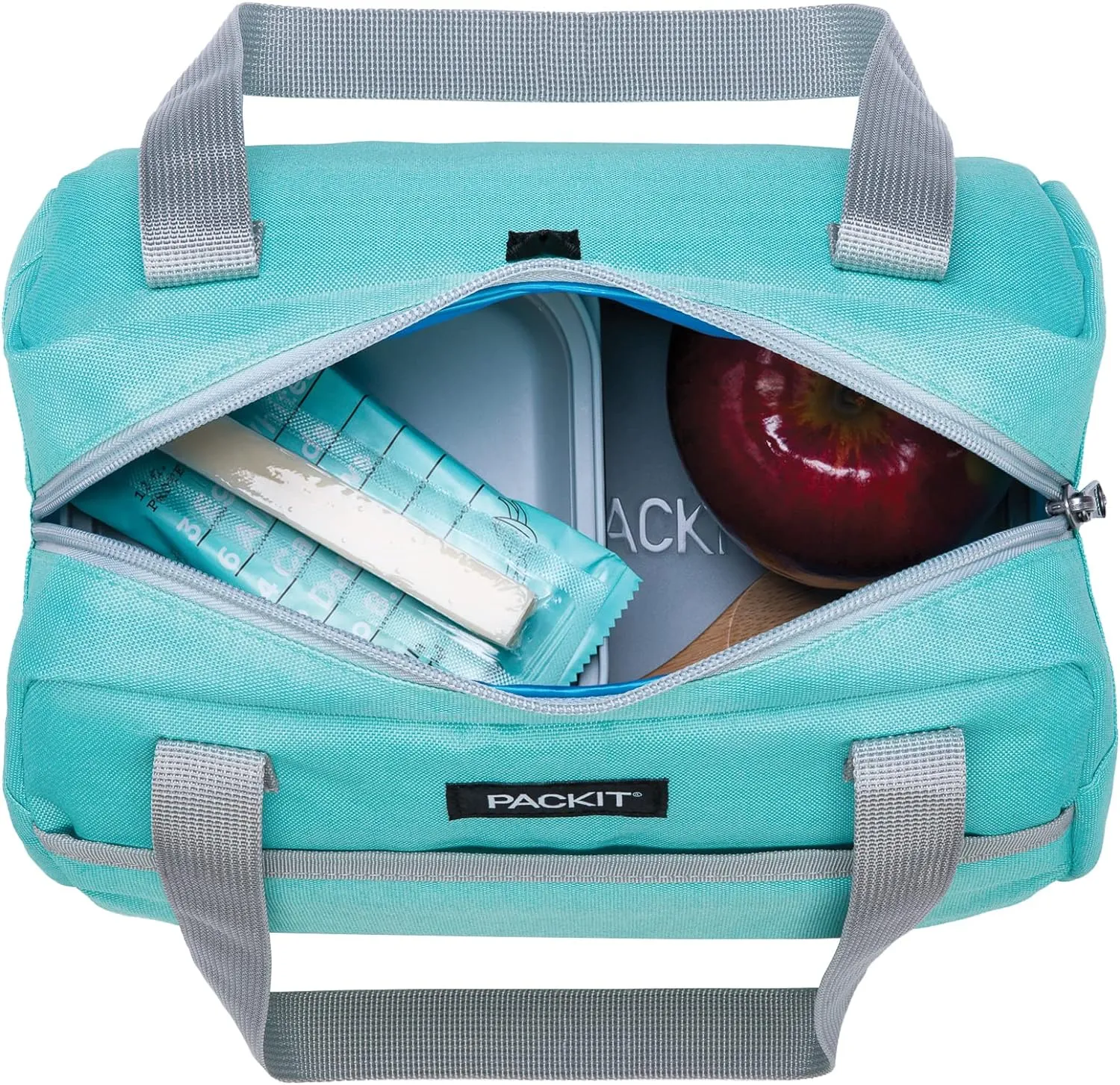 PackIt Freezable Hampton Lunch Bag, Soft Mint, Built with EcoFreeze Technology, Collapsible, Reusable, Zip Closure with Front Pocket and Shoulder Straps, Perfect for Tweens and Adults