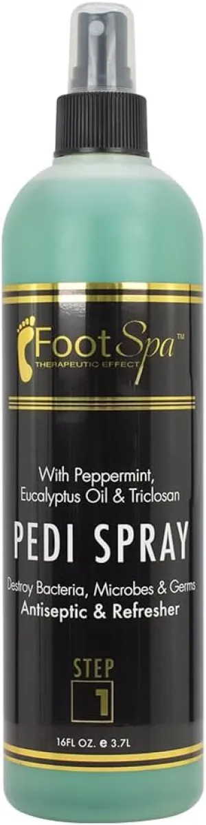 Pedi Spray Antiseptic, Mint & Eucalyptus - Refreshing Foot Care - 16 Ounces