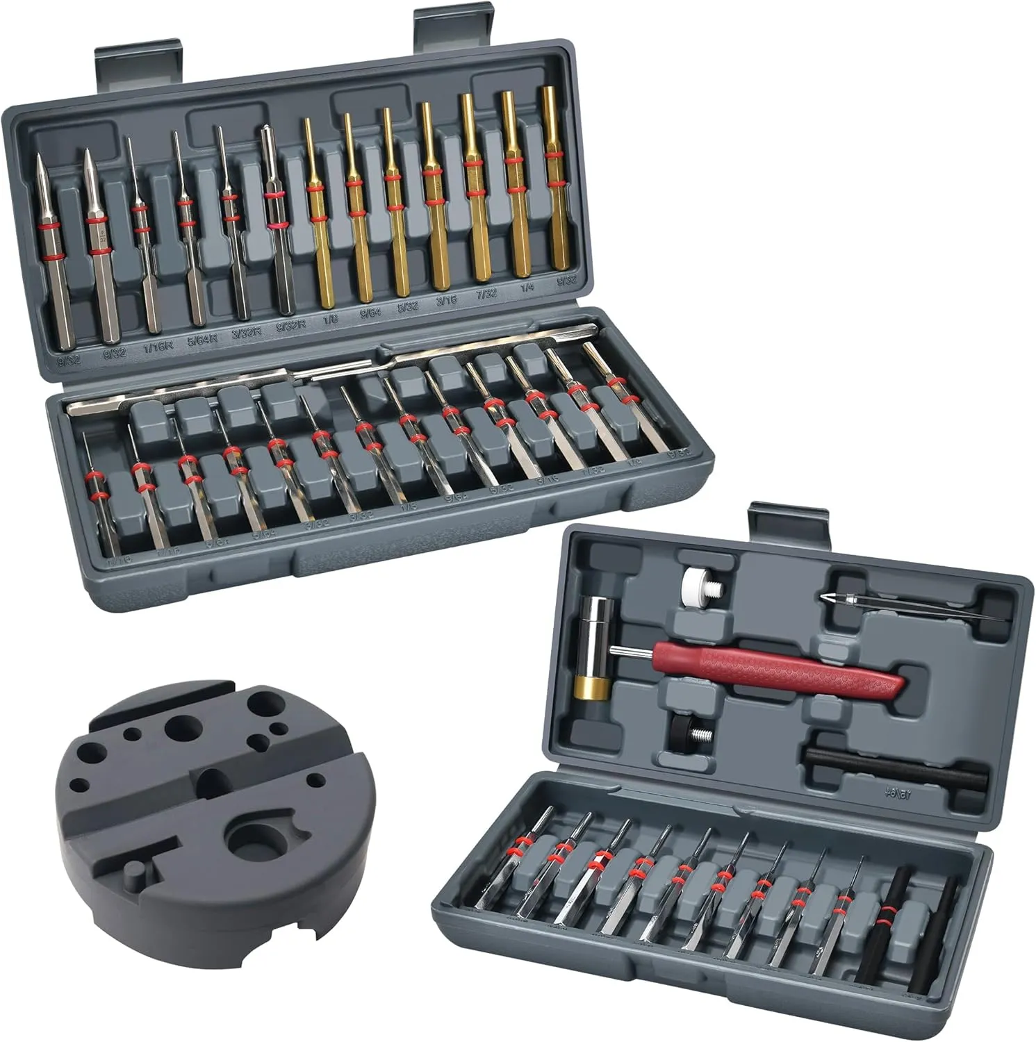 Pin Punch Set, 40PCS Steel and Brass, Mechanical Repair Tool with Hammer, Bench Block