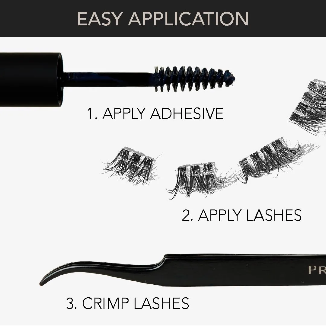 Pro Lash Save Mini Kit | DIY 10 Day Professional Lash Extension With 1 Set of Lashes, Tweezers, and Pro Lock Adhesive (Classic Luxe Wispy No.15)