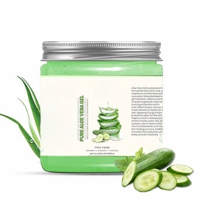 Pure Aloe Vera and Cucumber Gel with Vitamin E for Skin and Hair, 50g, Natural, Vegan, Sulphate-Free