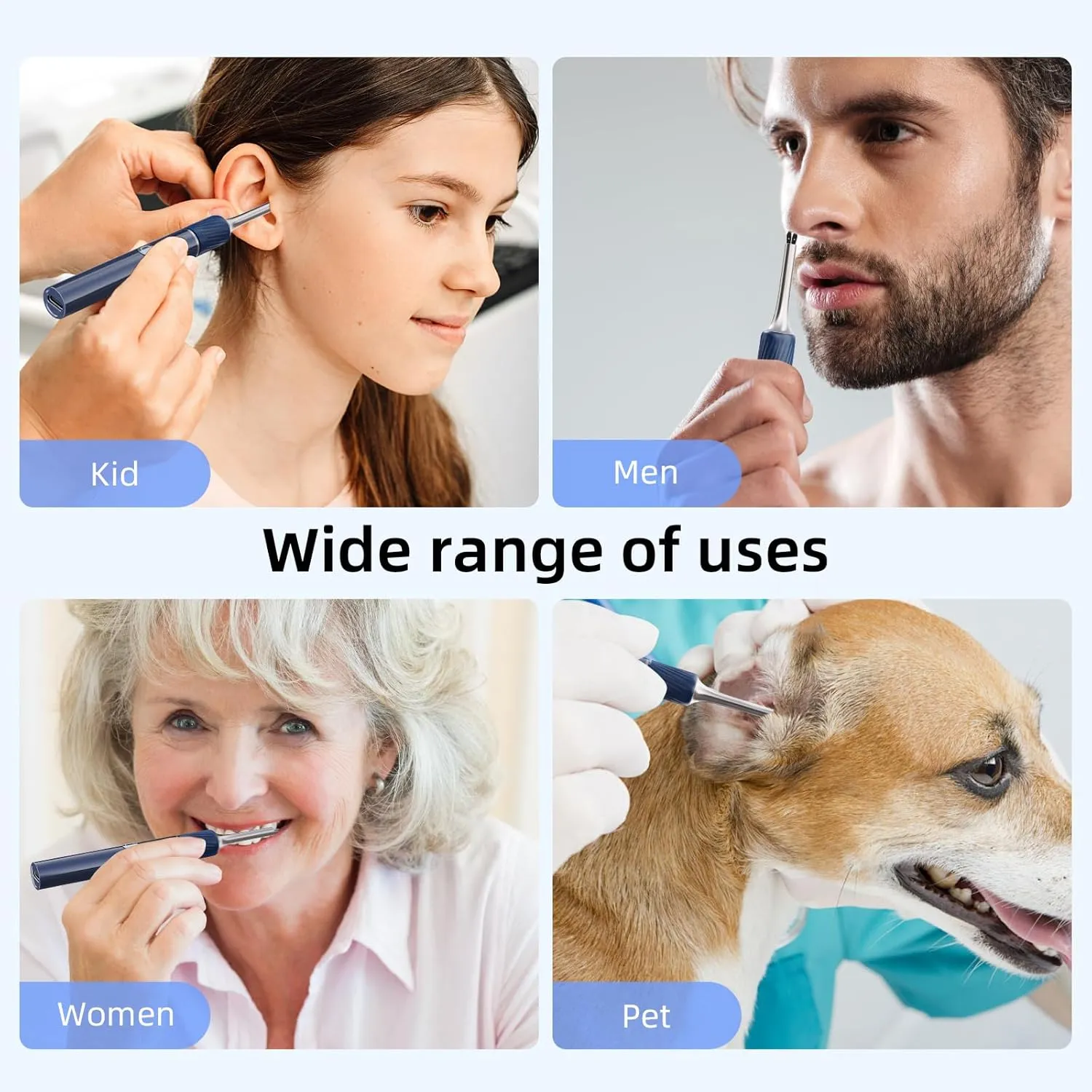 Qimic Ear Camera with Tweezers - Ear Cleaner with Camera,1080P HD Earwax Removal Tool with Light, IP67 Ear Cleaning Kit with 6 Ear Spoon, Ear Camera Otoscope for iPhone, Android