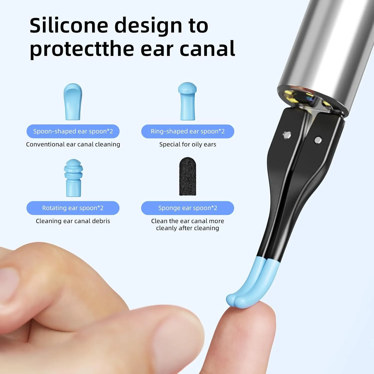 Qimic Ear Camera with Tweezers - Ear Cleaner with Camera,1080P HD Earwax Removal Tool with Light, IP67 Ear Cleaning Kit with 6 Ear Spoon, Ear Camera Otoscope for iPhone, Android