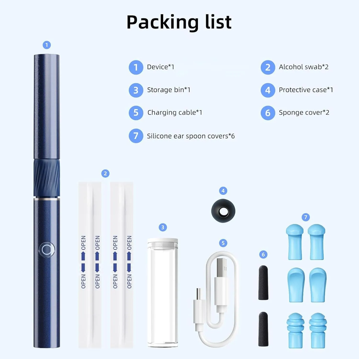 Qimic Ear Camera with Tweezers - Ear Cleaner with Camera,1080P HD Earwax Removal Tool with Light, IP67 Ear Cleaning Kit with 6 Ear Spoon, Ear Camera Otoscope for iPhone, Android
