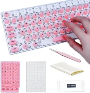 Raised Keyboard Stickers for Long Nails with Letters - Heart-Shaped Antistatic Silicone Protective Cover with Tweezers, Wet Wipes, Dry Towel & Jelly Glue, Ideal for Typing, Gaming & Nail Art (70 Pcs)