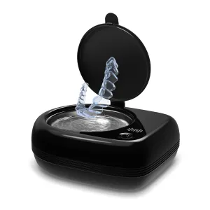 Rechargeable Ultrasonic Retainer Cleaner Machine | 50kHz 1.9 inch Ultra-Thin Portable | Night Guard Aligners Jewelry |6pcs Cleaner Tablets Included | Quick & Deep Clean Modes | FSA HSA Approved