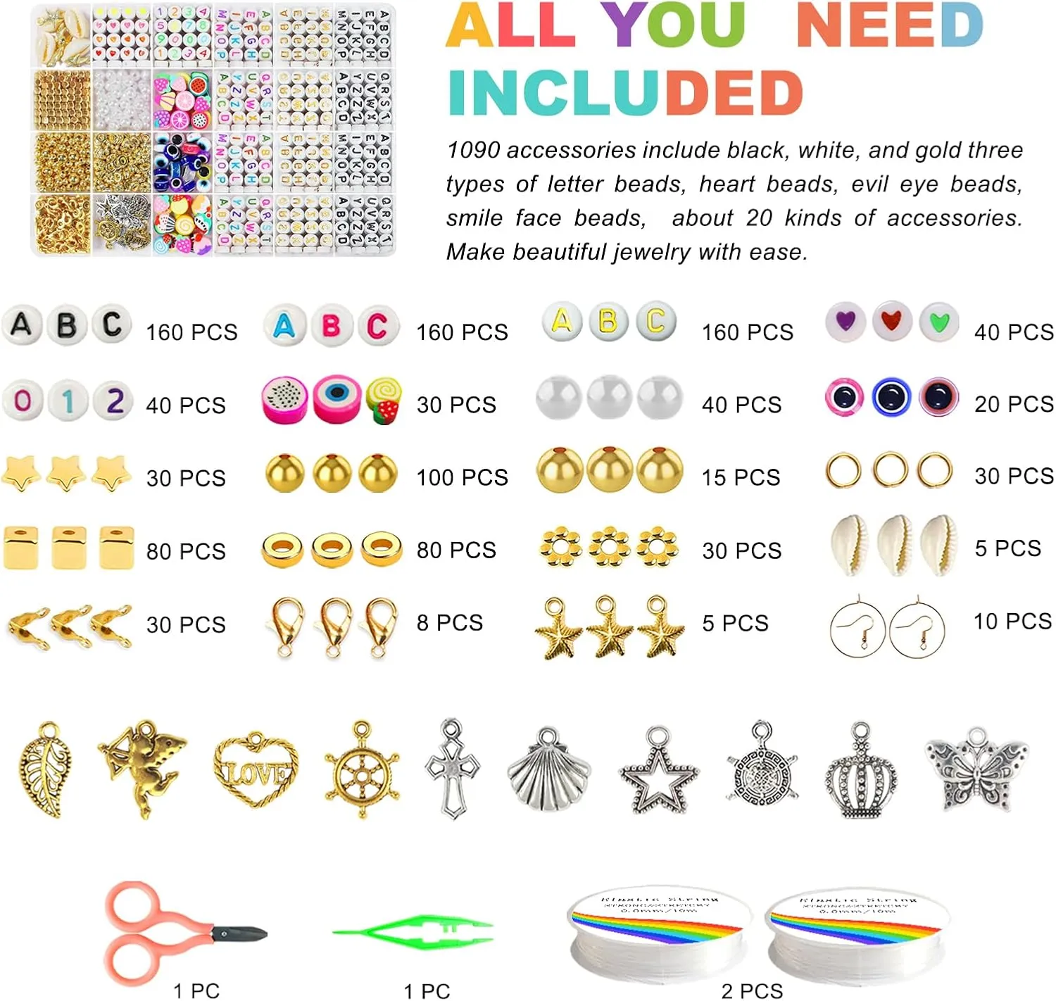 Redtwo 26000 Pcs Clay Beads Bracelet Making Kit, 168 Colors 8 Boxes Flat Polymer Clay Heishi Beads for Friendship Bracelet Jewelry Making Kit, with Charms Crafts Gifts for Teen Girls Kids Adults