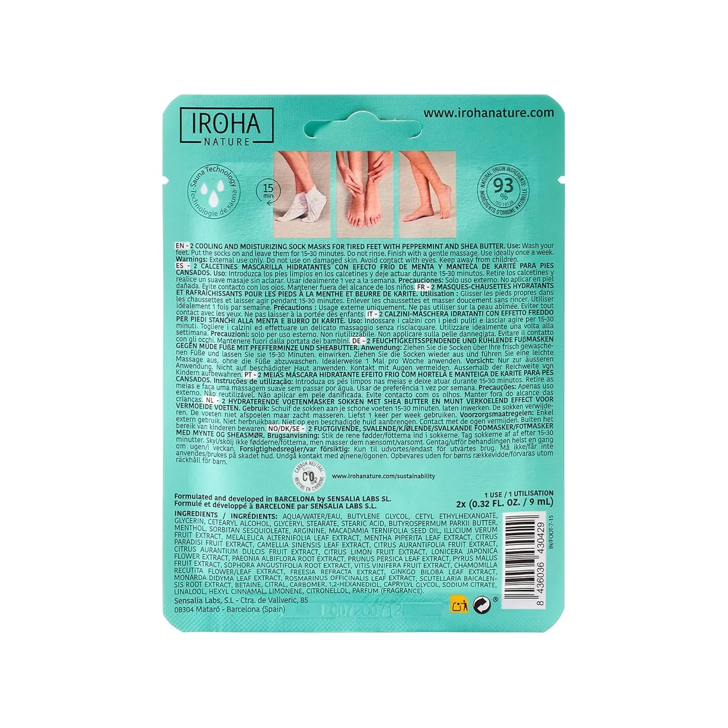 Relaxing Foot Mask Socks | 4 Pairs | Peppermint & Shea Butter | Intensive Treatment for Tired Feet | Cooling Effect | Natural & 100% Vegan | Moisturizing Foot Mask