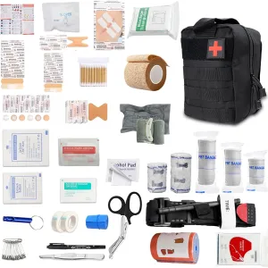 RooRuns (363 Pieces Set) First Aid Kit Survival Kit Outdoor Gear Emergency Kits Trauma Bag for Camping Boat Hunting Hiking Home Car Earthquake and Adventures