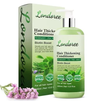 Rosemary Hair Thickening Conditioner for Men & Women – Moisturizing Rosemary Mint Conditioner with Tea Tree Oil & Biotin – Strengthening Formula for Scalp Therapy & Hair Fall – 13.5 fl oz (400ml)