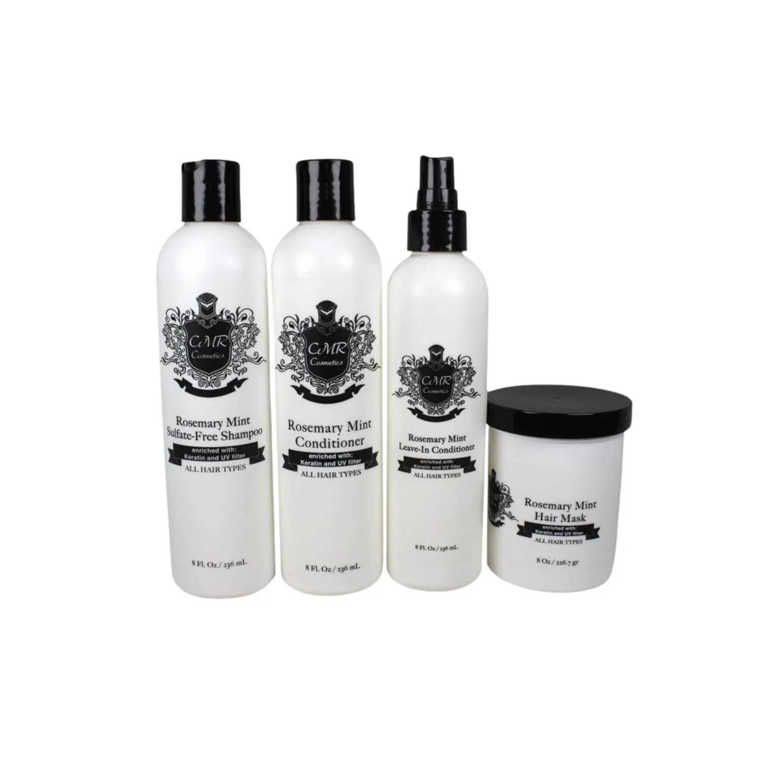 Rosemary Mint Hair Care Collection - Sulfate-Free Shampoo, Nourishing Conditioner, Hydrating Leave-In, Intensive Hair Mask - Keratin & UV Protection for Lustrous, Manageable Hair