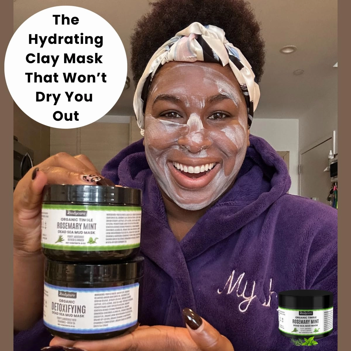 Rosemary Mint Dead Sea Mud Mask – Whipped Hydrating Clay Mask with Bentonite & Kaolin Clay, Gentle Pore Minimizer for Face, Non-Drying, 8 oz