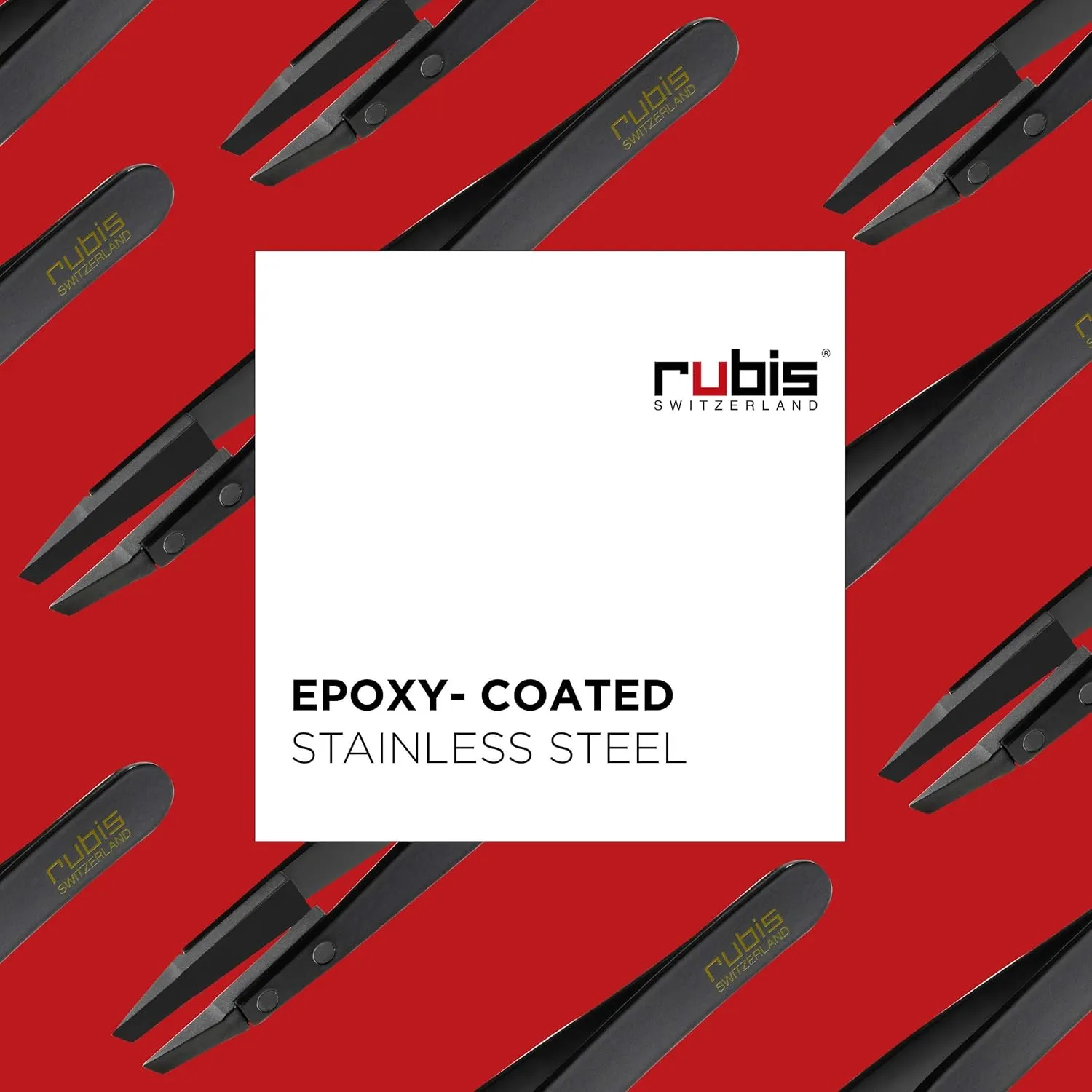 Rubis Classic Techno Stainless Steel Tweezers for Precise Eyebrows and Hair Removal Slanted Polymer Tips, 1KS104, Black,Rubis Switzerland Swiss Made World Renowned Precision