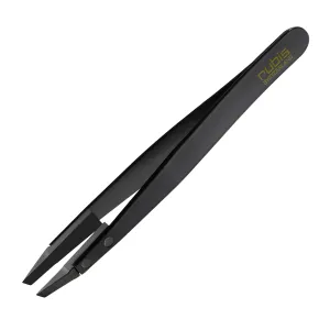 Rubis Classic Techno Stainless Steel Tweezers for Precise Eyebrows and Hair Removal Slanted Polymer Tips, 1KS104, Black,Rubis Switzerland Swiss Made World Renowned Precision