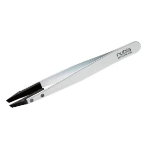 Rubis Classic Techno Stainless Steel Tweezers for Precise Eyebrows and Hair Removal Slanted Polymer Tips, 1KS105, White,Rubis Switzerland Swiss Made World Renowned Precision