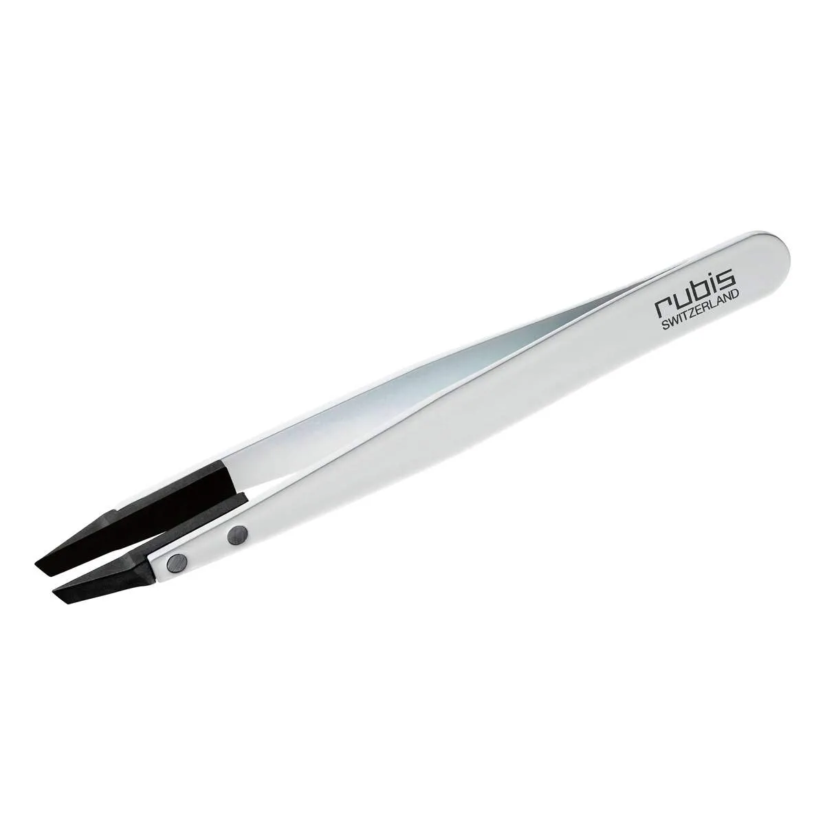 Rubis Classic Techno Stainless Steel Tweezers for Precise Eyebrows and Hair Removal Slanted Polymer Tips, 1KS105, White,Rubis Switzerland Swiss Made World Renowned Precision