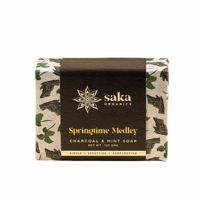 SakaOrganics-SpringtimeMedley-HandmadeCharcoalandMintSoapwithSheaButterandCharcoalClay-Deeply CleansesPores-NaturalBathSoapBar|VeganParaben-free&Sulphate-free|(240 gm)(Pack of 2)