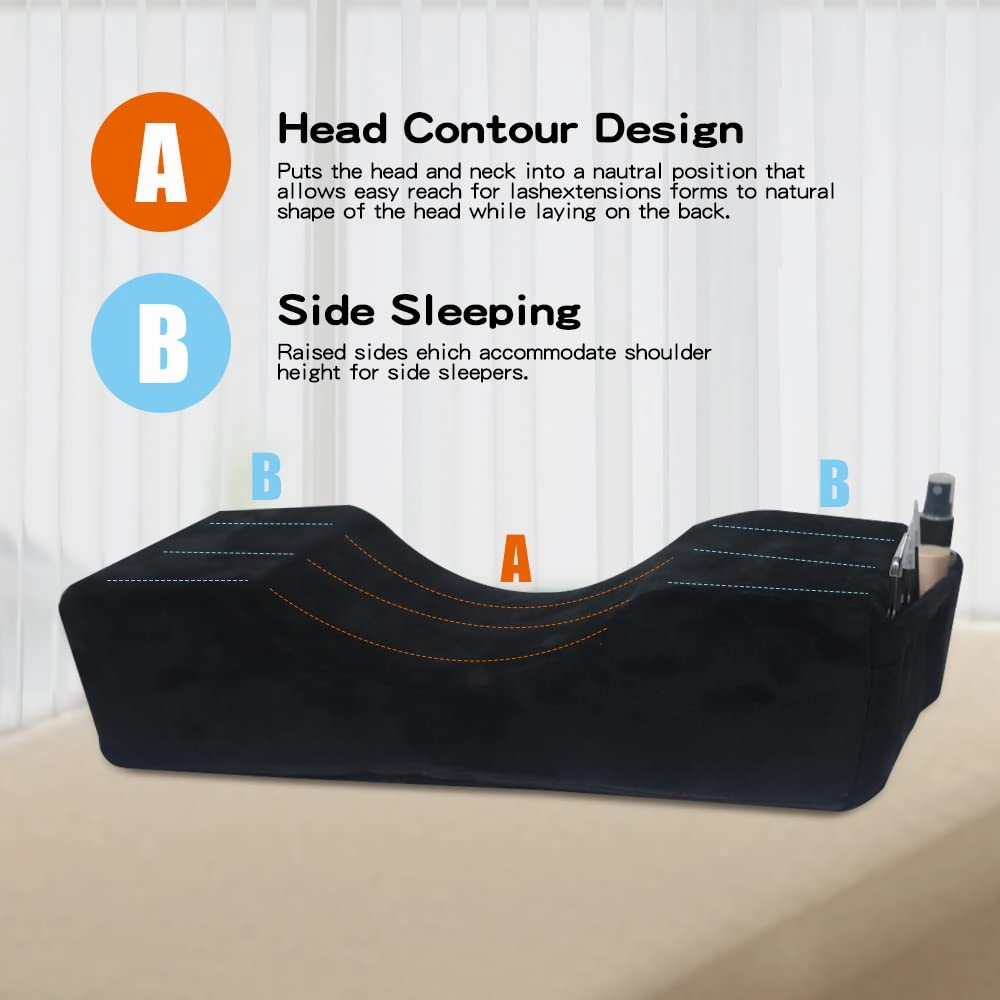 Salon Eyelash Extension Neck Pillow - Comfortable Velvet Beauty Memory Foam Pillow,to Protect The Neck When Used for Lash Extension Grafting Make Up (Black)