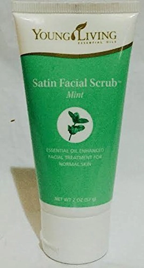 Satin Facial Scrub - Mint, 2oz | Exfoliating Face Scrub with Apricot Seed Powder & Peppermint Essential Oil | Gently Polishes Skin for a Bright, Even Complexion | Suitable for All Skin Types