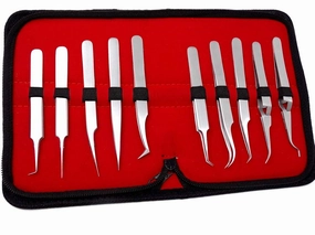 Set of 10 pcs Volume Eyelash Lash Fine Point Tweezers