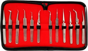 Set of 12 pcs Volume Eyelash Lash Fine Point Tweezers