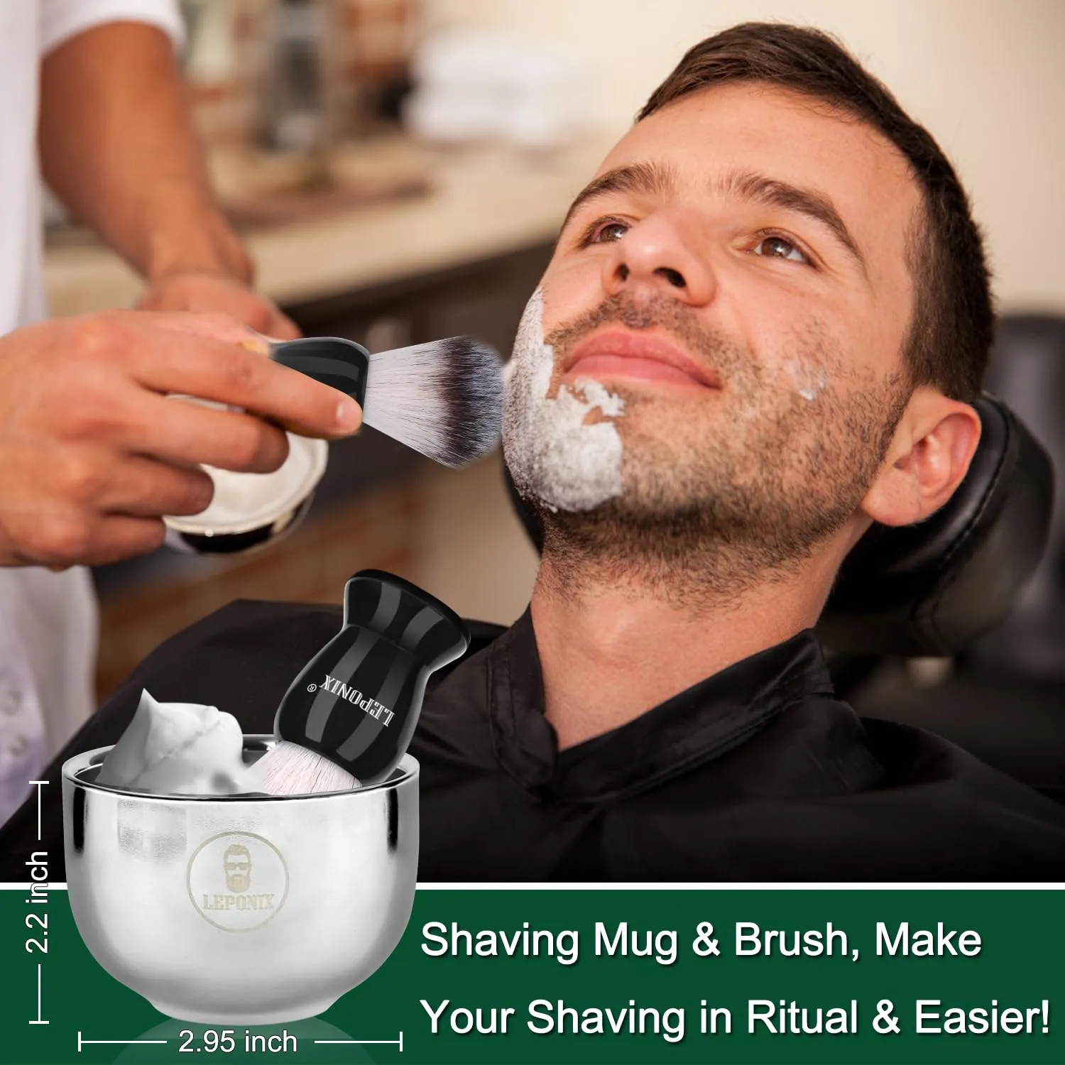 Shaving Kit for Men, Including Eucalyptus & Mint Pre-Shave Oil, After Shave Balm, 2 Packs Shaving Soap, Shaving Brush and Bowl, Beard Bib, Unique Gift for Men Stocking Stuffers