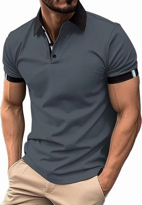 Short Sleeve Classic Polo Shirts for Men 3 Button V-Neck Golf Shirt Solid Color Athletic Business Work Gym Basic Tees