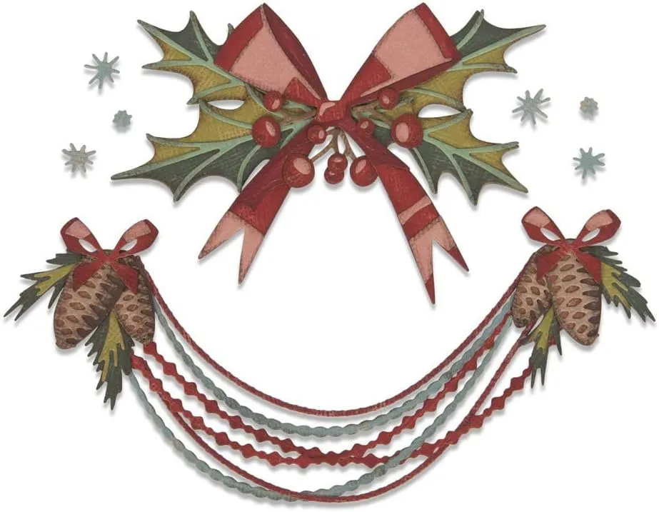 Sizzix Thinlits Die Set 10 Pack Deck the Halls Colorize by Tim Holtz, Multicolor