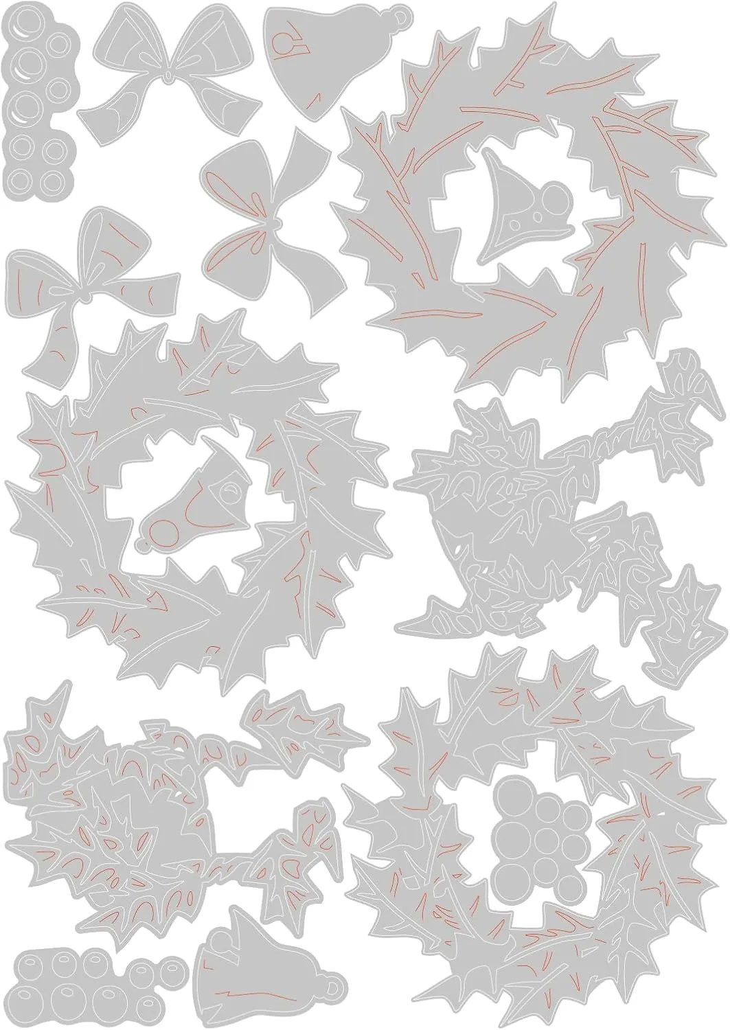 Sizzix Thinlits Die Set 15PK Yuletide Colorize by Tim Holtz | 666073 | Chapter 4 2022 Wafer, Grey