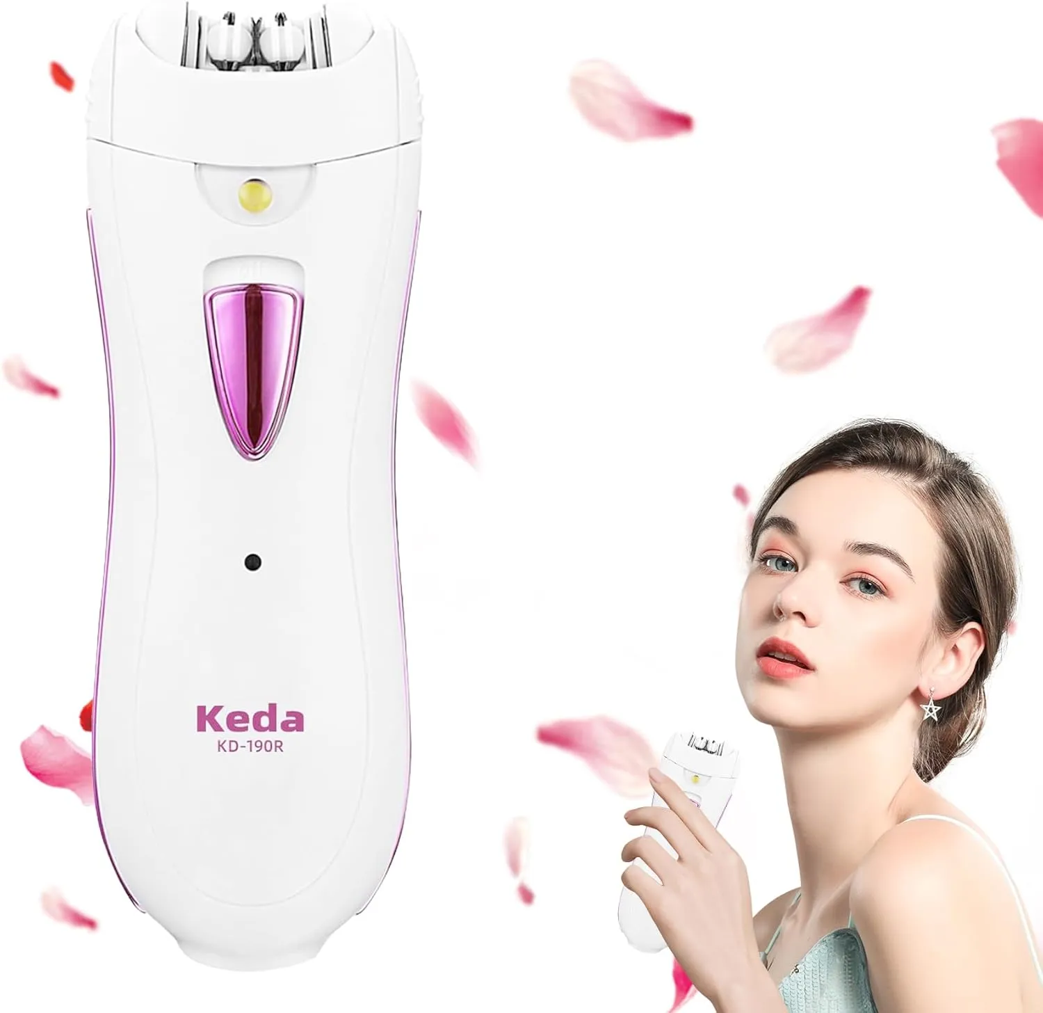 Smooth Glide Epilator for Women - Facial Hair Removal, Portable LED Light Epilator for Armpits, Bikini Line, Arms, Legs, Chin
