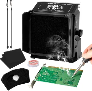 Solder Smoke Absorber Remover Fume Extractor,Soldering Fan Fume Extractor with Helping Hands,Smoke Prevention Absorber for Solder,Tiltable Angle,with 8 Filters
