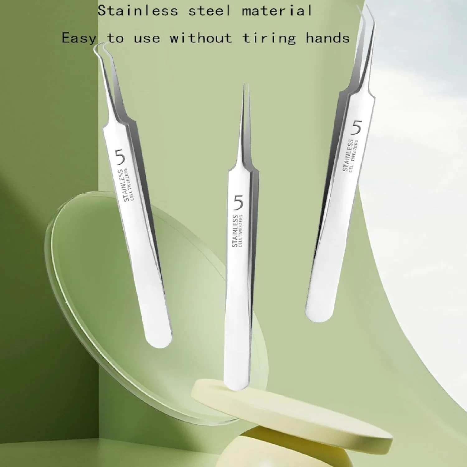 Stainless Steel Blackhead Removal Kit 3 Tweezers, Precision Tweezers, Professional Stainless Steel Facial Blackhead Remover Tool Kit for Whitehead Ance