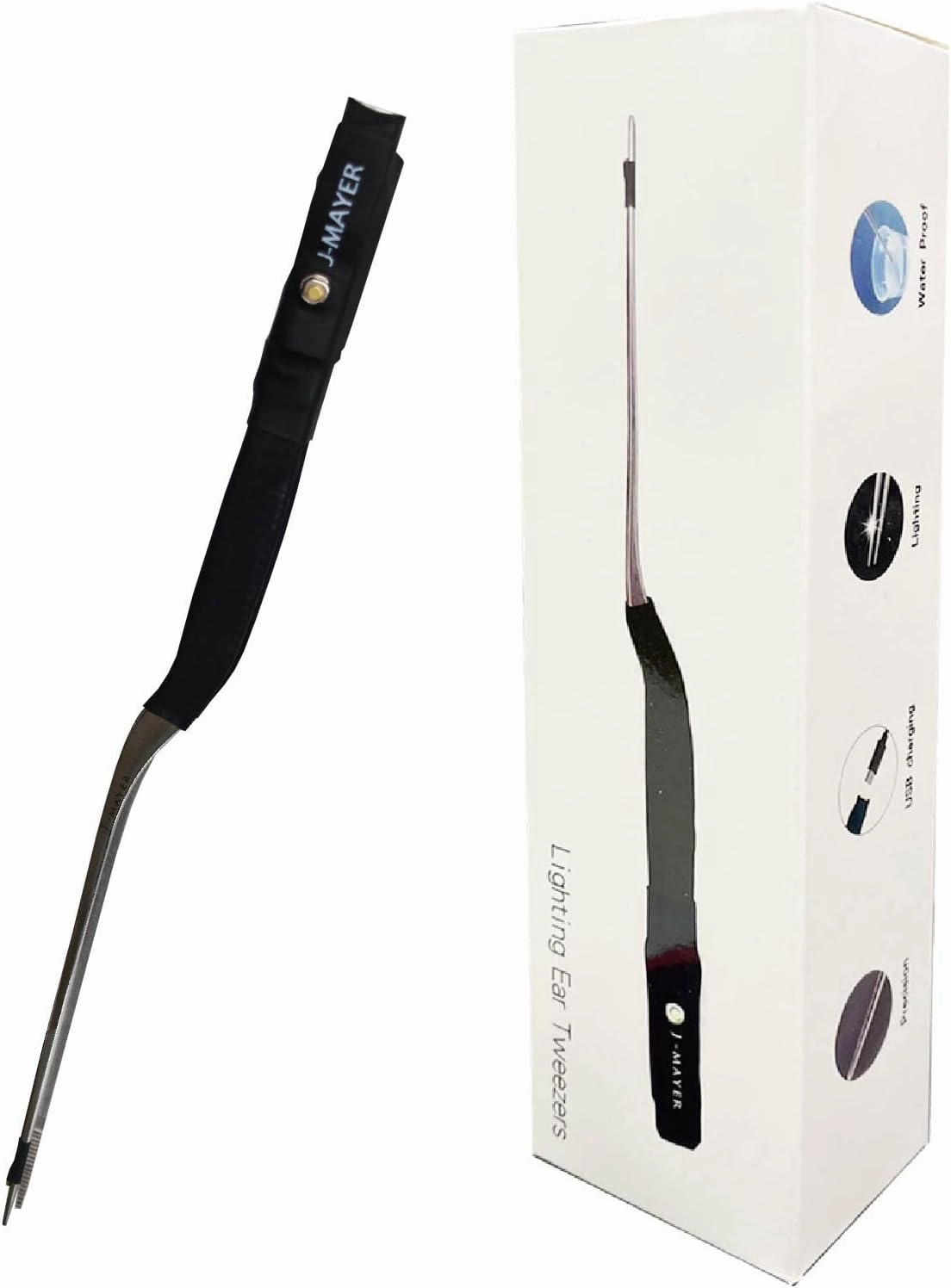 Stainless Steel Ear Wax Removal Tweezers with LED Light - Precision Tweezers for Ear Wax Removal