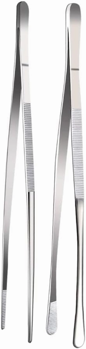 Stainless Steel Tweezers, Set of 2, Precision Slanted Tips
