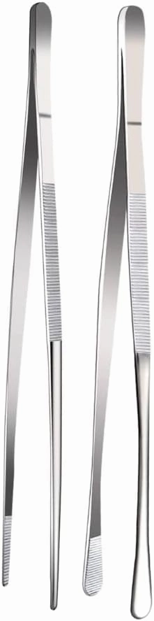 Stainless Steel Tweezers, Set of 2, Precision Slanted Tips