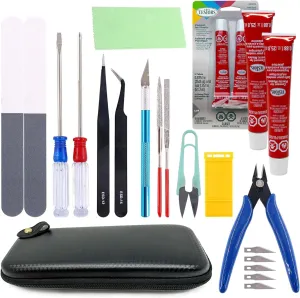 Testors Cement Glue for Plastic - Pixiss Model Tool Kit - Compatable Tools for Gundam Model Kit Crafts - Beginner Model Assemble Building Kit