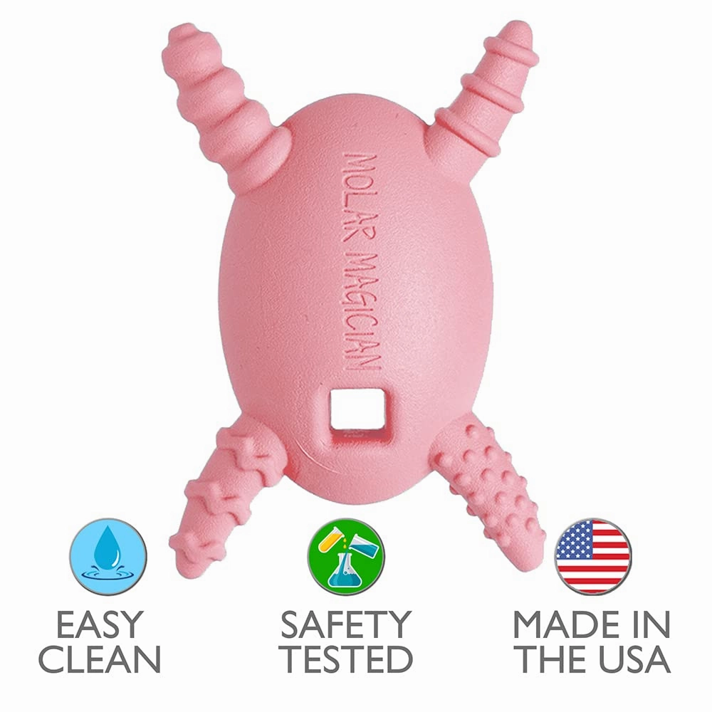 The Official Molar Magician Baby Teether - Freezable Molar Teething Toy for Your Baby and Toddler - Made in The USA by The Teething Egg Pink