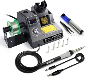 TOAUTO DS90 Soldering Station-°F & °C Dual Digital Display Soldering Iron Station Kit,90W Soldering Iron,302℉- 842℉ Temperature, Anti-Static Design & Grounding Wire, Auto Standby & Sleep,5 Solder Tips