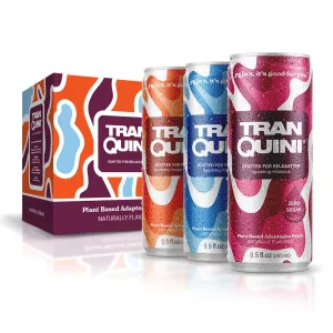 Tranquini Calming Drink with Herbal Adaptogens, Non-Alcoholic, Sparkling Water, Sugar & Gluten Free, Ashwagandha with L Theanine, Vegan