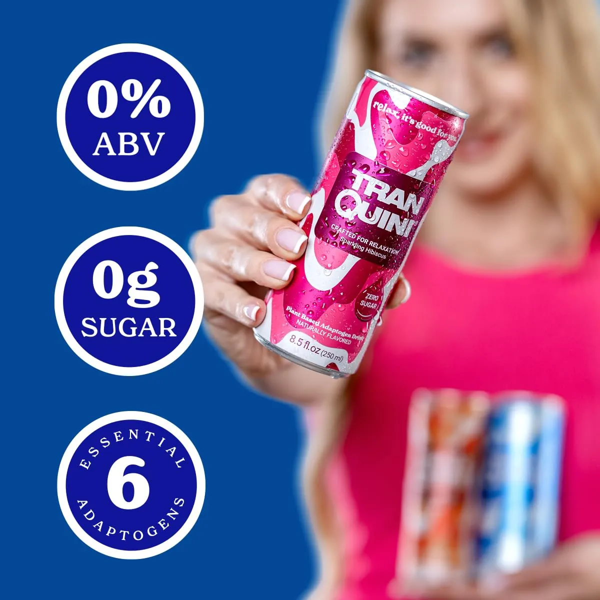 Tranquini Calming Drink with Herbal Adaptogens, Non-Alcoholic, Sparkling Water, Sugar & Gluten Free, Ashwagandha with L Theanine, Vegan