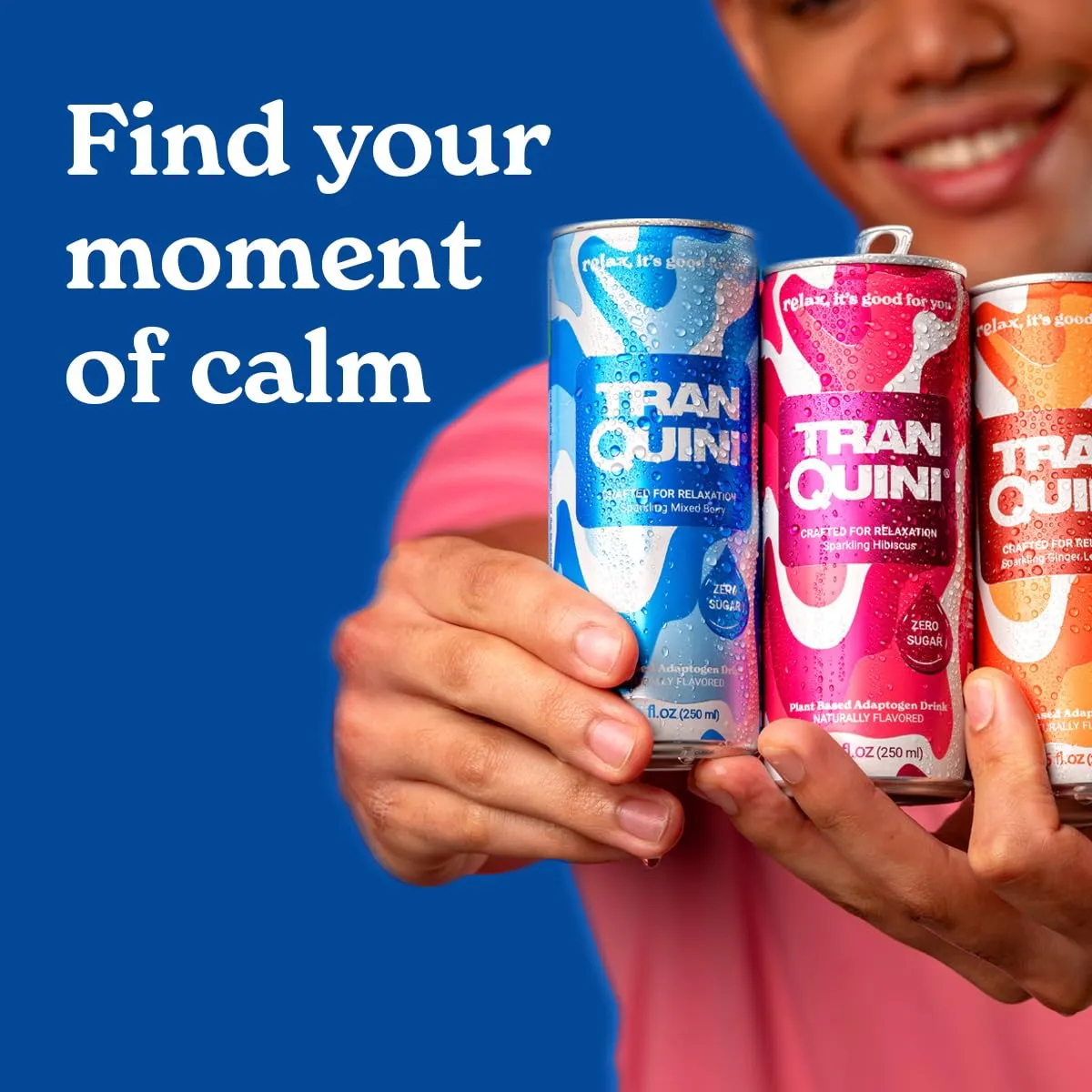 Tranquini Calming Drink with Herbal Adaptogens, Non-Alcoholic, Sparkling Water, Sugar & Gluten Free, Ashwagandha with L Theanine, Vegan