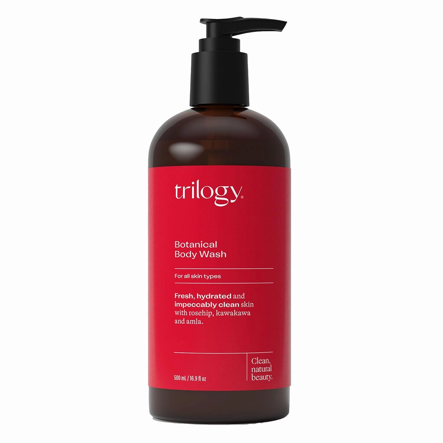 Trilogy Botanical Body Wash, For All Skin Types - Fresh, Hydrated & Impeccably Clean Skin with Rosehip, Kawakawa & Amla, 16.9 Fl Oz