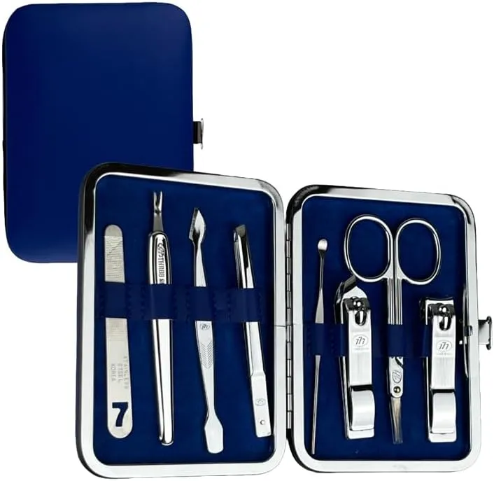 TS-343X Nail Care Set - 8 Essential Tools, Made in Korea, 50 Years Heritage (Blue)