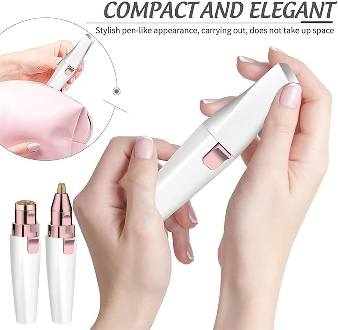 Variablek 2-in-1 Women's Eyebrow and Facial Hair Removal Device, Rechargeable Electric Eyebrow Trimmer for Women, Smooth Painless Electric Multi-Shaver with Led Light (Multicolor)
