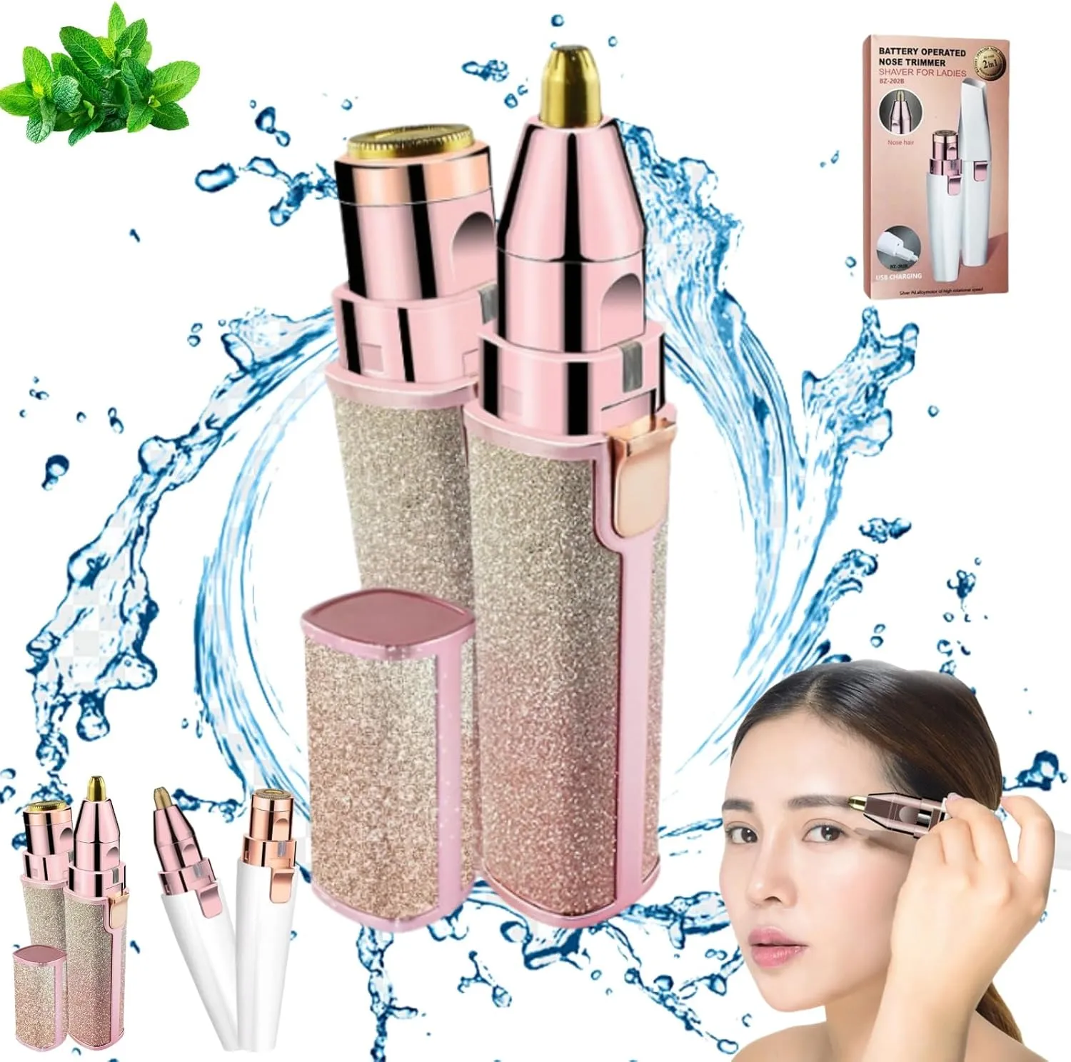 Variablek 2-in-1 Women's Eyebrow and Facial Hair Removal Device, Rechargeable Electric Eyebrow Trimmer for Women, Smooth Painless Electric Multi-Shaver with Led Light (Multicolor)