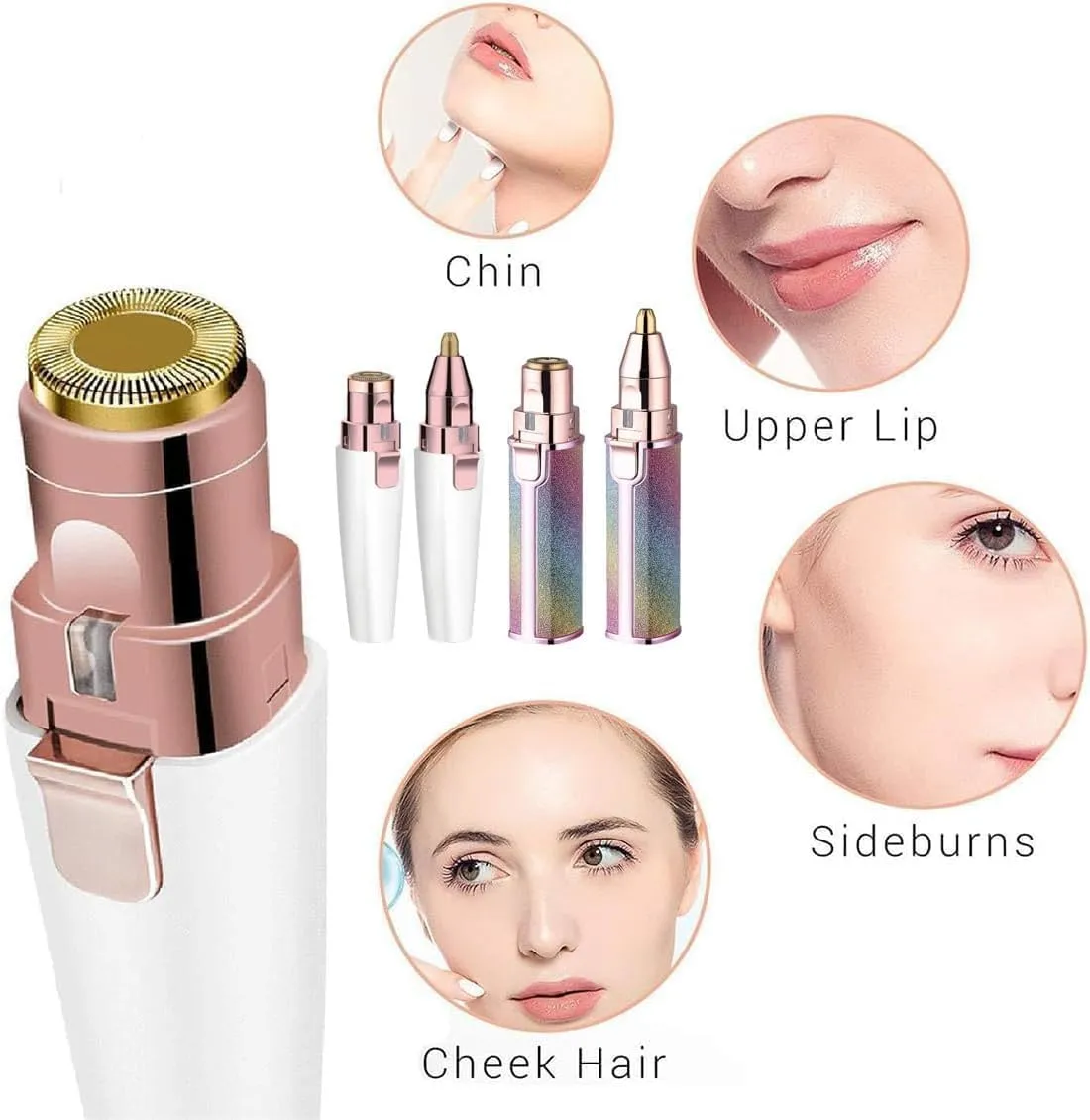Variablek 2-in-1 Women's Eyebrow and Facial Hair Removal Device, Rechargeable Electric Eyebrow Trimmer for Women, Smooth Painless Electric Multi-Shaver with Led Light (Multicolor)