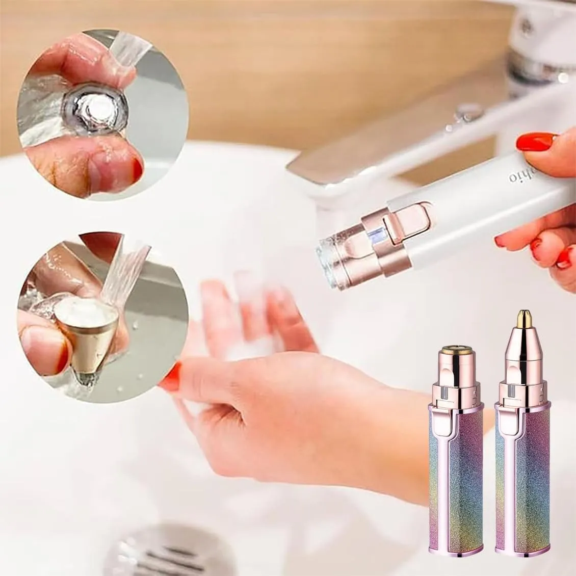 Variablek 2-in-1 Women's Eyebrow and Facial Hair Removal Device, Rechargeable Electric Eyebrow Trimmer for Women, Smooth Painless Electric Multi-Shaver with Led Light (Multicolor)