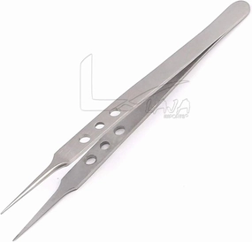 Very Fine Tip Tweezers - Straight Tapered Extra Fine Point Professional Micro Precision Tweezers, Stainless Steel (Pack Of 2) for Educational Use